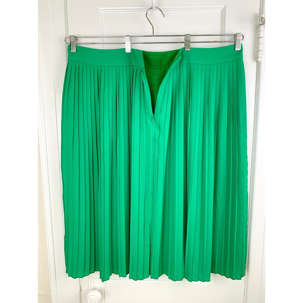J Crew Pleated Kelly Green Skirt Sz 20 Lined Midi Preppy Classiccore Careerwear - Picture 3 of 11